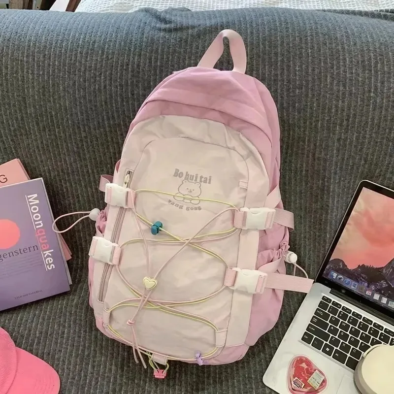 

Нейлоновый однотонный рюкзак 2026, высококачественный рюкзак с мягкой ручкой, большой вместительный повседневный рюкзак на воздушной подушке, простая сумка в студенческом стиле