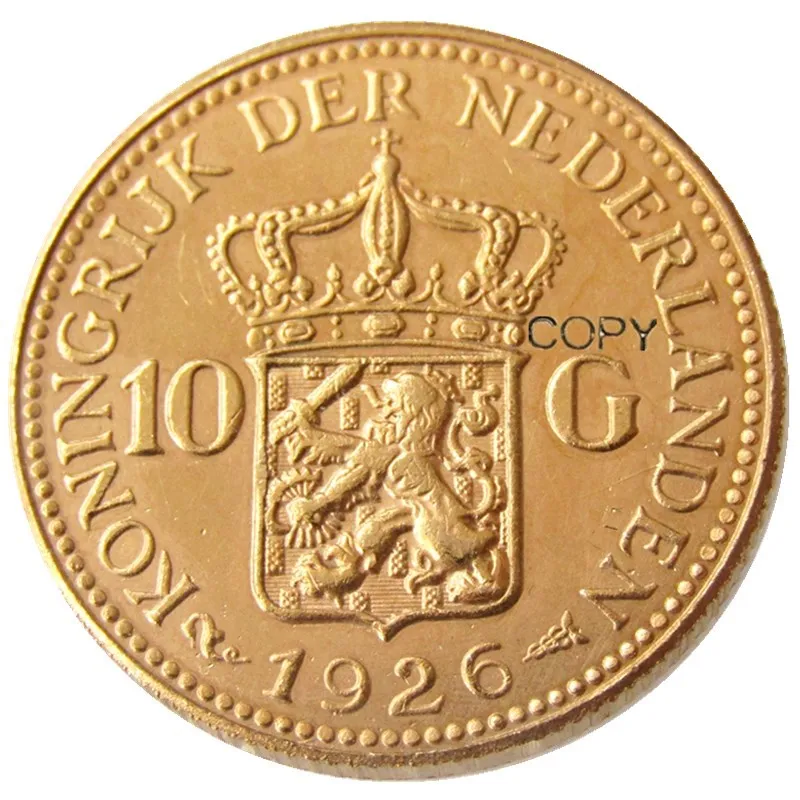 Netherlands 1926 Wilhelmina I, 10 Gulden Gold Plated Copy Cheap Decorative Coin