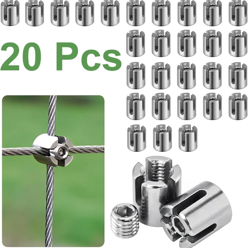 20PCS M2-M8 Cross Cable Clamps 304 Stainless Steel Cross Clamps for Wire Rope or Rod Fittings, No Drilling Required Clips