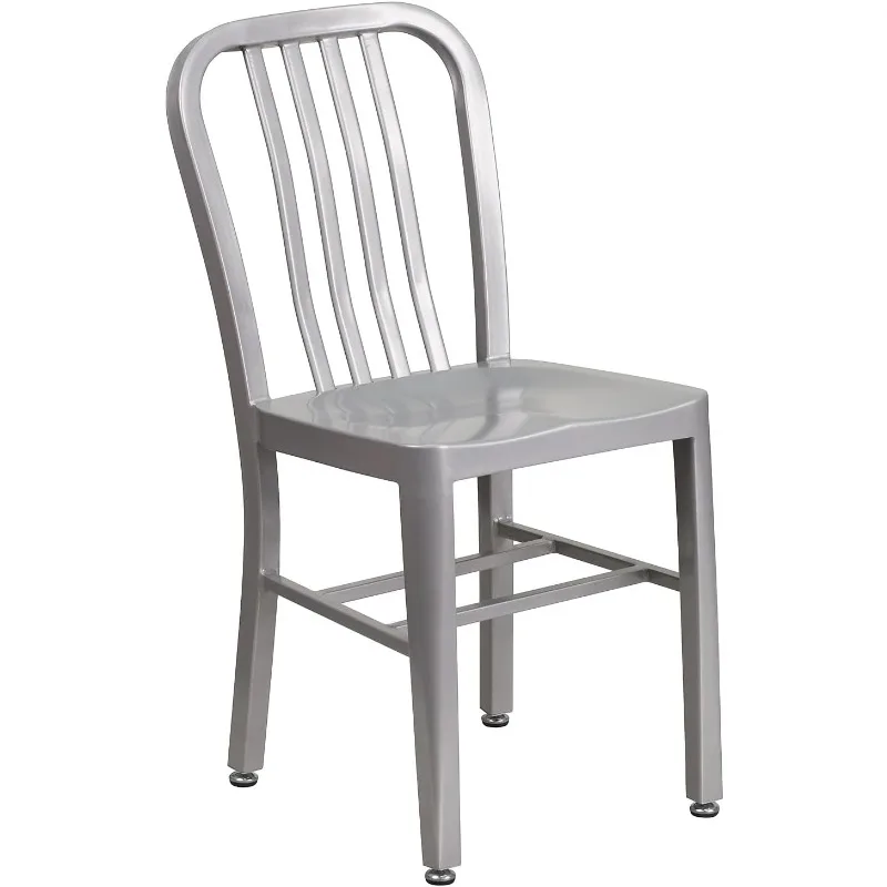 

Commercial Grade Silver Metal Indoor and Outdoor Chair