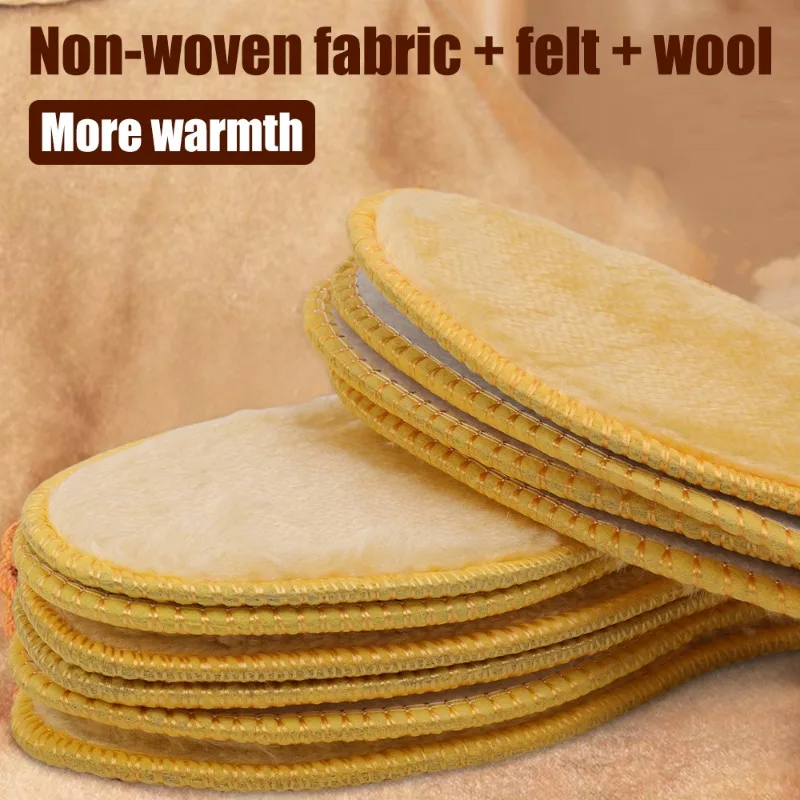 Autumn Winter Plush Thickened Super Soft Bottom Wool Insulation Insoles Sweat Absorption Breathable Cold Resistant Cotton Insole