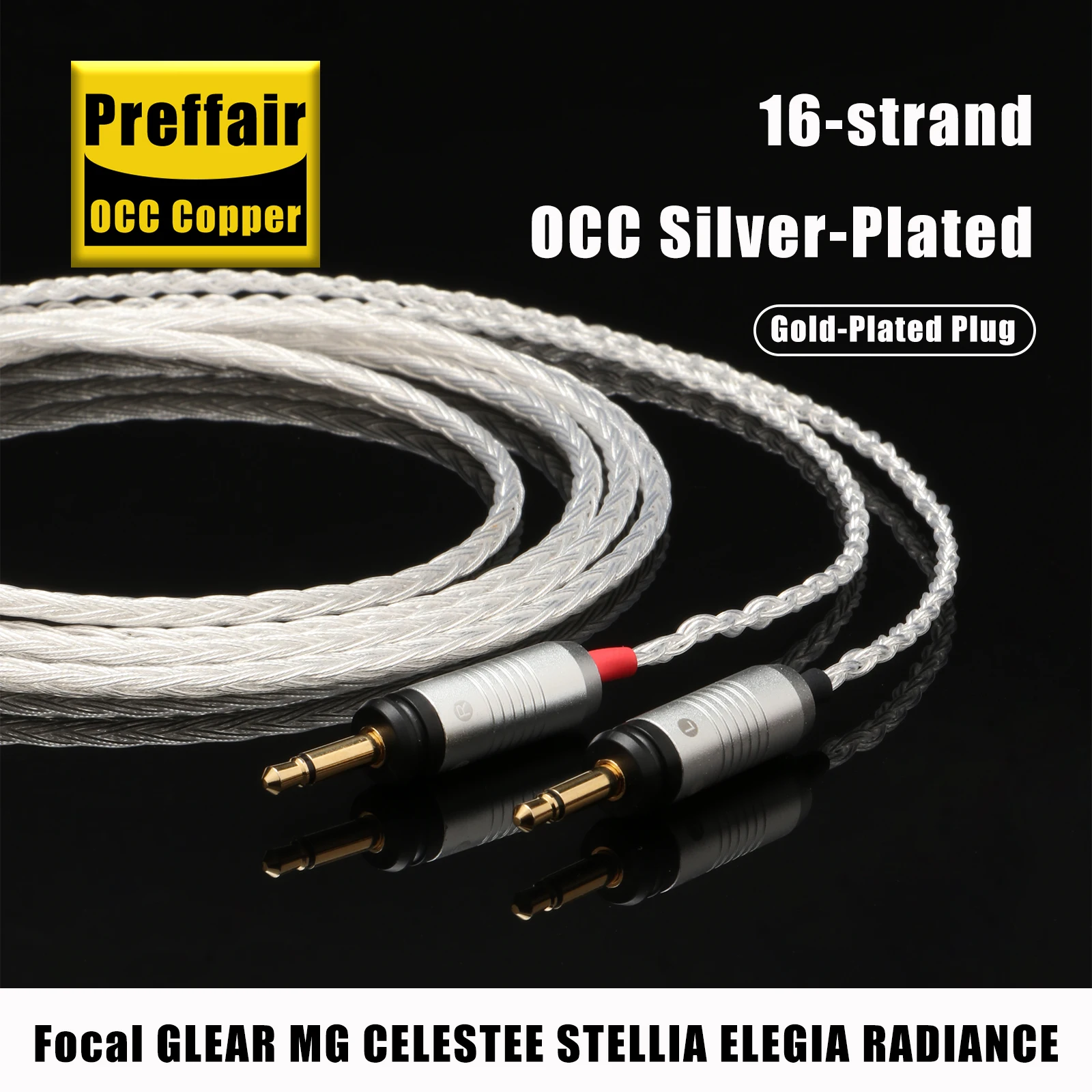 Preffair New 2.5/3.5/4.4/6.5mm Male Plug 16 Core OCC Copper Earphone Cable For Glear MG Celestee Stellia Elegia