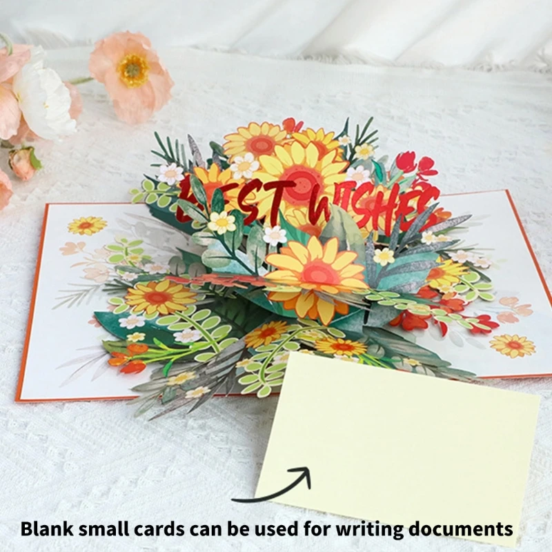 Rotating Sunflowers 3D Popup Greeting Card Handmade Artistic Birthday Gift Dropship