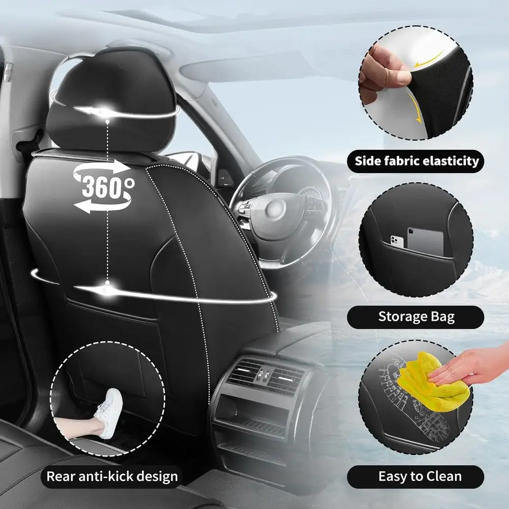 도요타 캠리 2010-2026 호환 프리미엄 가죽 자동차 시트 커버, 통기성, 내마모성, 에어백 호환