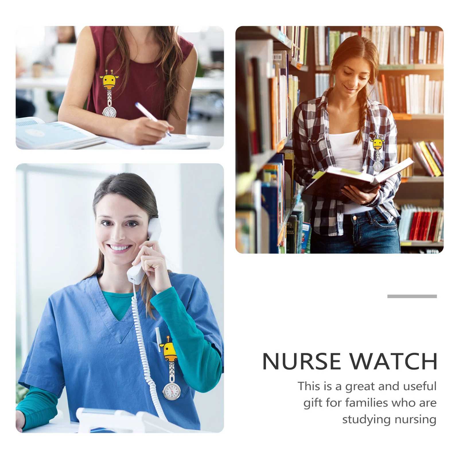 Nurse Watch Cartoon Pattern Quartz Pocket Watch Durable Material Excellent Texture Practical Portable Gift Female Nurse Doctor
