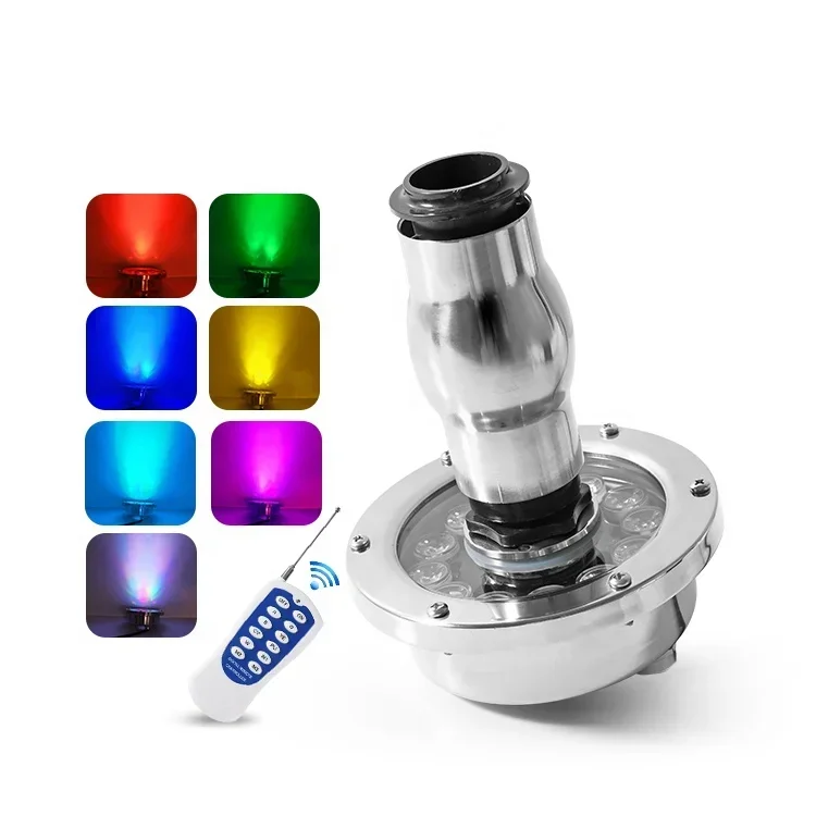 

Customization 24W 12V Rgb Ip68 Waterproof Fountain Rgb Led Light Underwater Fountain Light With Nozzle