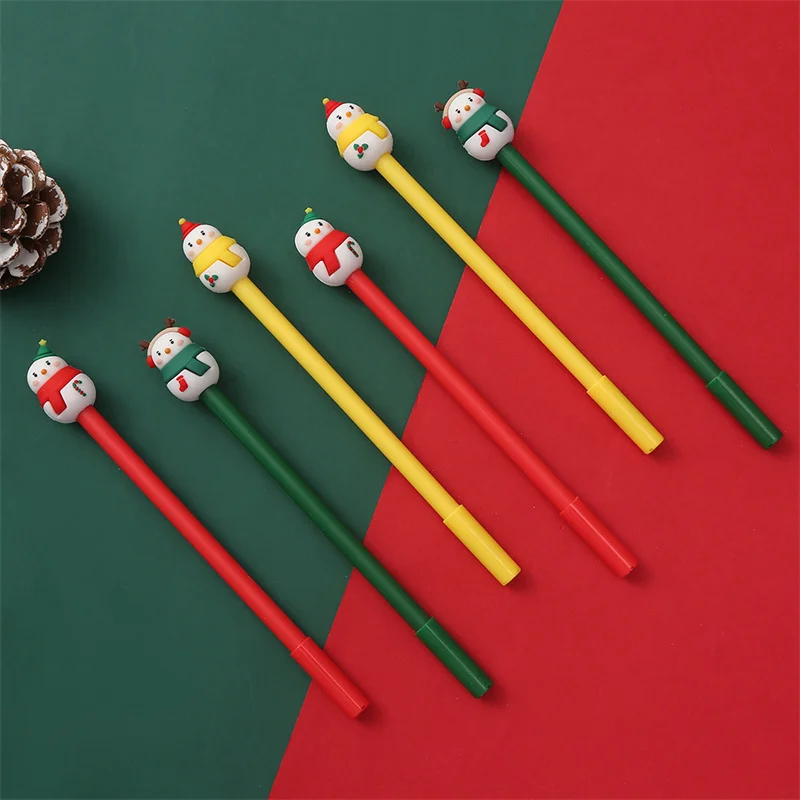 36 pcs/lot Cartoon Christmas Snowman Gel Pen Cute 0.5mm Black Ink Signature Pens Stationery Gift School Writing Supplies