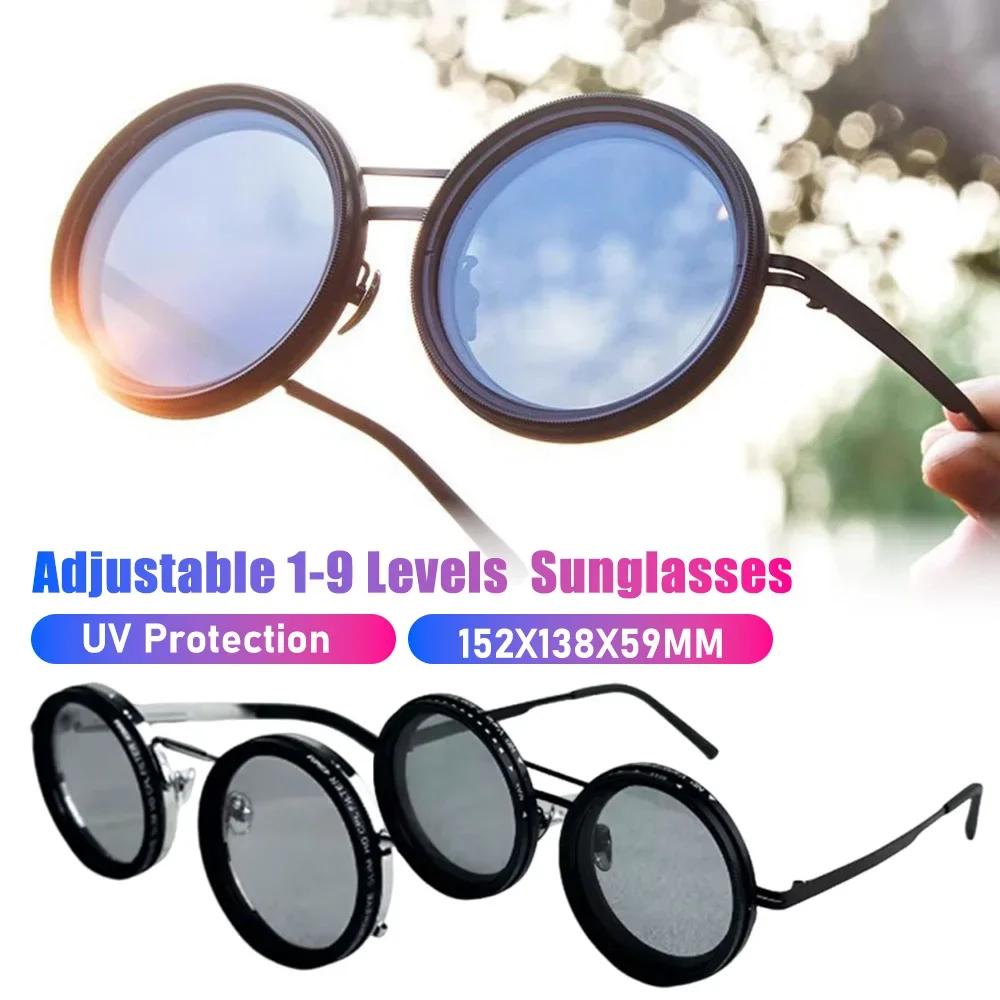 

Солнцезащитные очки с линзами с ND-фильтром, 1-9 передач, регулируемые круглые поляризационные очки для рыбалки, винтажные очки унисекс, устойчивые к ультрафиолетовому излучению, очки для рыбалки