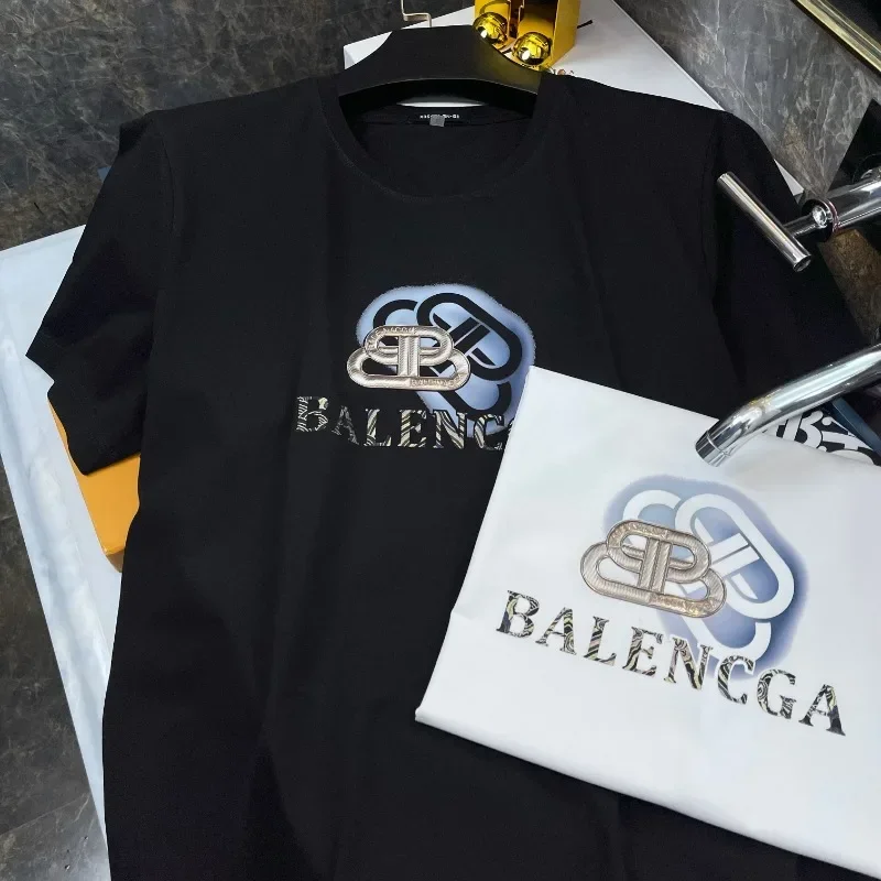 

Высококачественная роскошная мужская футболка с короткими рукавами и цветным буквенным принтом, свободный базовый топ большого размера, удобная футболка