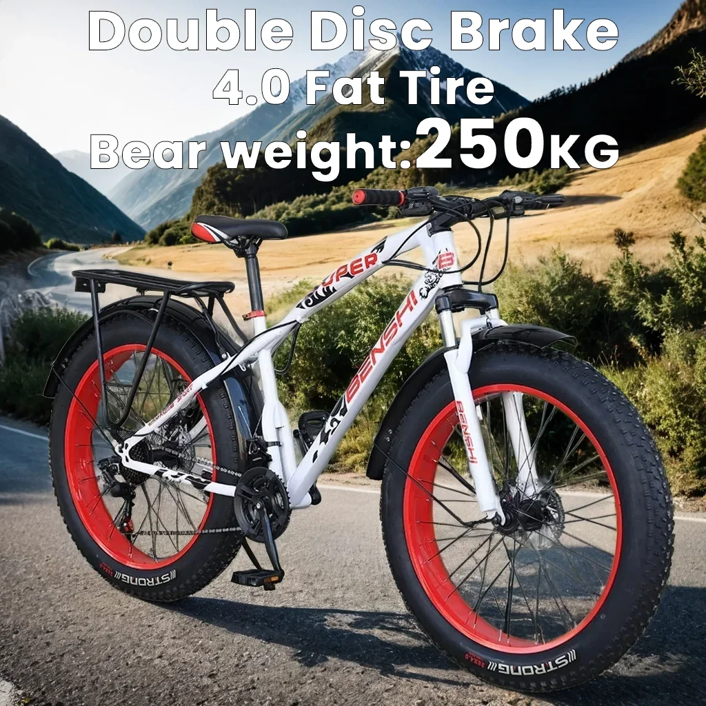 20/24/26inch hydraulic shock-absorbing snow bike 4.0 thick anti-slip cross-country MTB Bicycle detachable rack can carry people