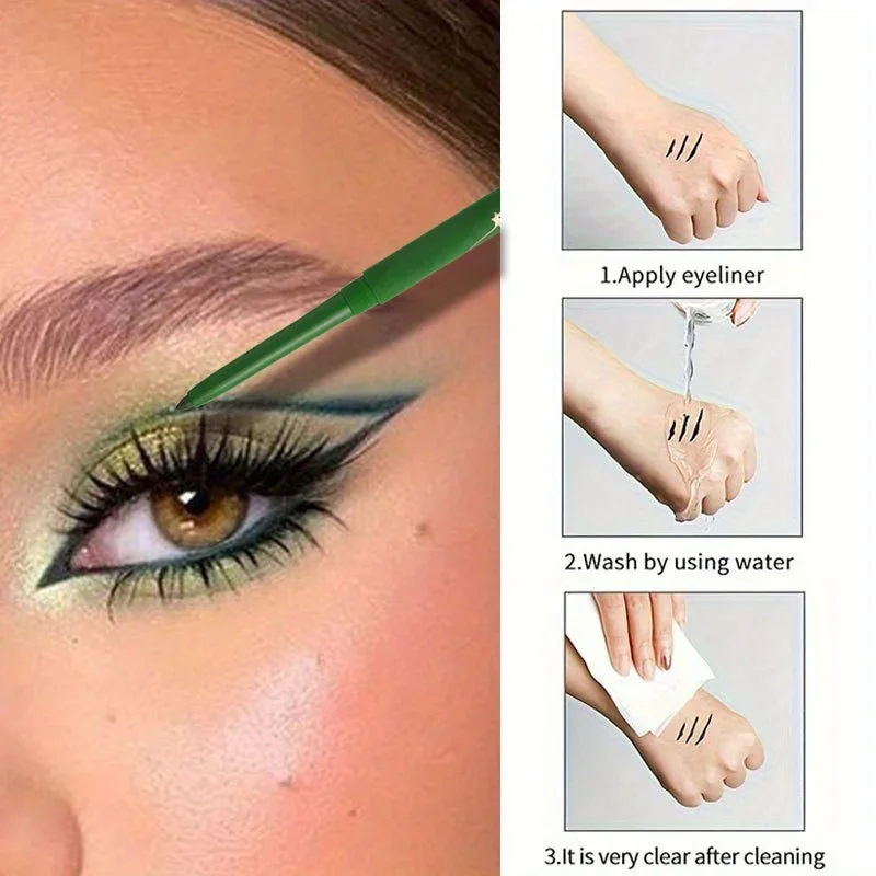 Zielony eyeliner w żelu wodoodporny kremowy matowy eyeliner długotrwały blaknący makijaż matowy leżący jedwabnik eyeliner