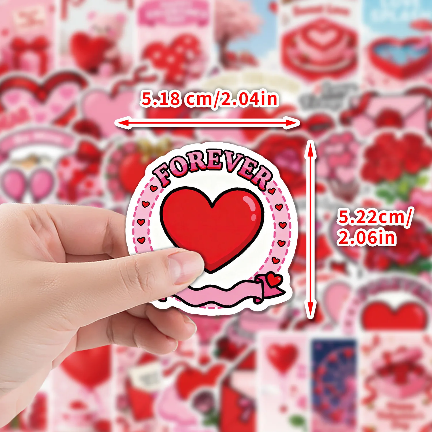 50 pezzi di adesivi rossi per cartoni animati di San Valentino, telefono fai da te, laptop, bagagli, skateboard, graffiti, divertenti per bambini