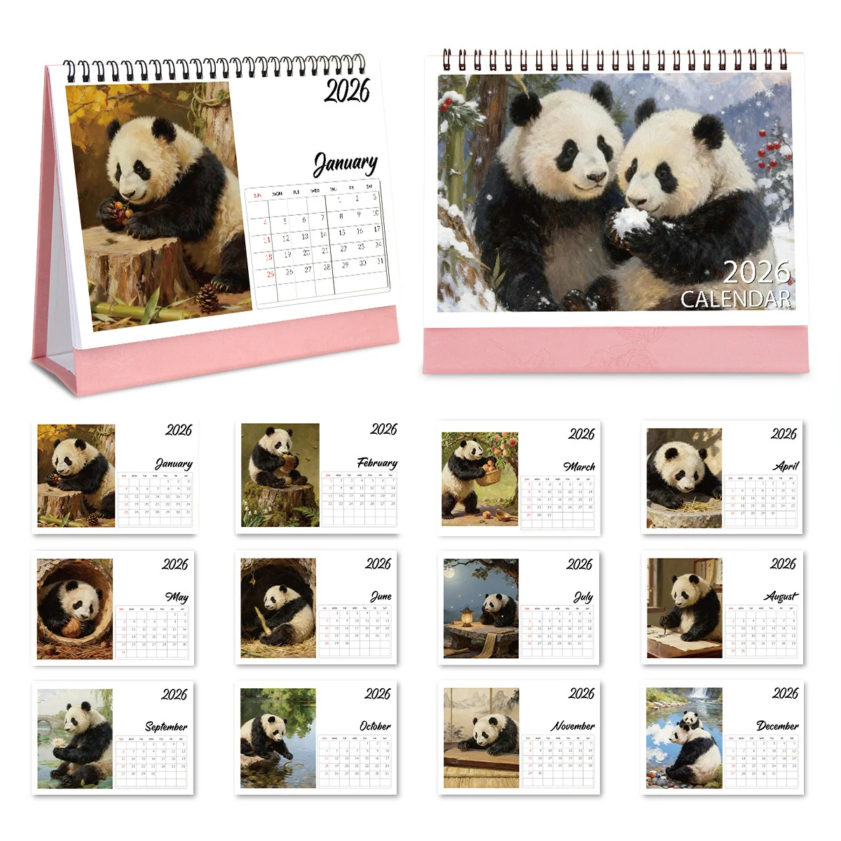 1 قطعة تقويم مكتبي لطيف على شكل باندا للاستخدام المكتبي والمنزلي مناسب لعشاق الباندا مثالي 2026 هدية السنة الجديدة #1
