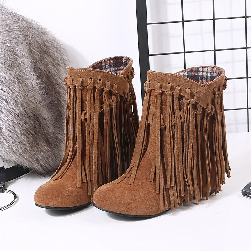 Large size women's shoes 2025 new short boots women's casual tassel boots children's foreign trade women's boots