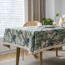 American Table Cloth Tea Table Decoration Flower Jacquard Dining Tablecloth Rectangle Thick Table Cover For Kitchen Dining Room