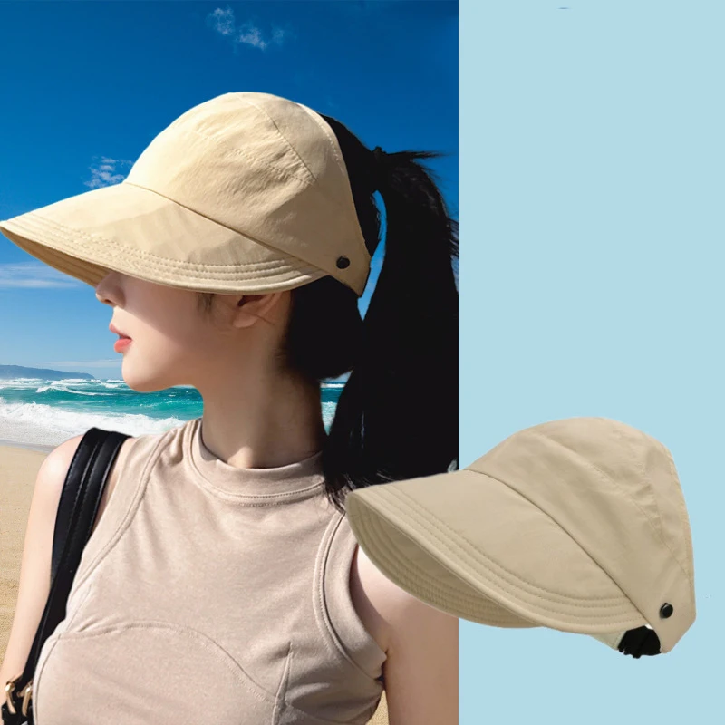 Celebrity-style sun hat, face shield, UV protection, versatile and can be tied in a ponytail