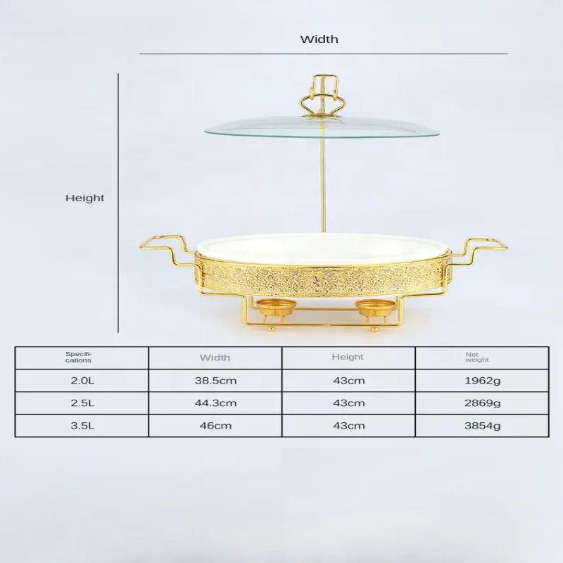 Egg Shape Gold Cheffing Dish High Quality Stainless Steel Food Warmer with Fuel Heating Chafing Buffet Set - view 5