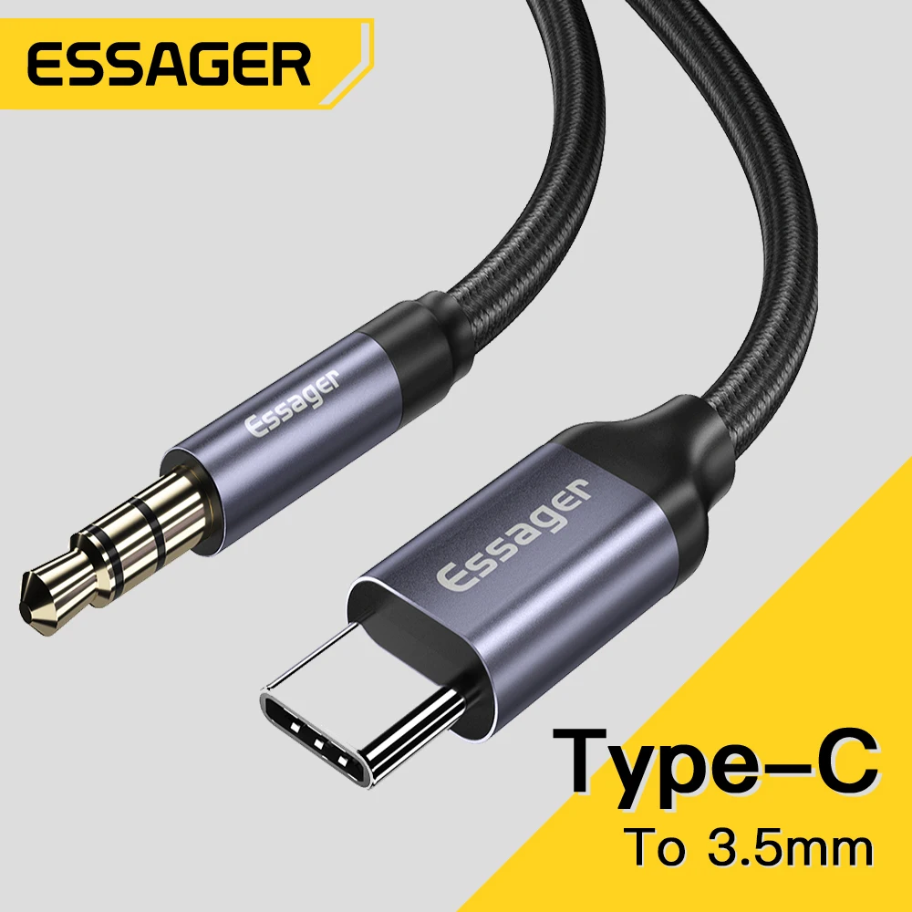 Essager USB Type C to 3.5mm Jack AUX Audio Cable Adapter For Headphone Headset Speaker Aux Cable Wire Cord For Samsung Xiaomi mi