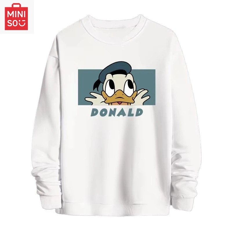 

Женская толстовка с капюшоном из мультфильма Диснея «Дональд Дак», толстовка с круглым вырезом, толстовка для пар, повседневный свободный топ с Микки Маусом, модный тренд