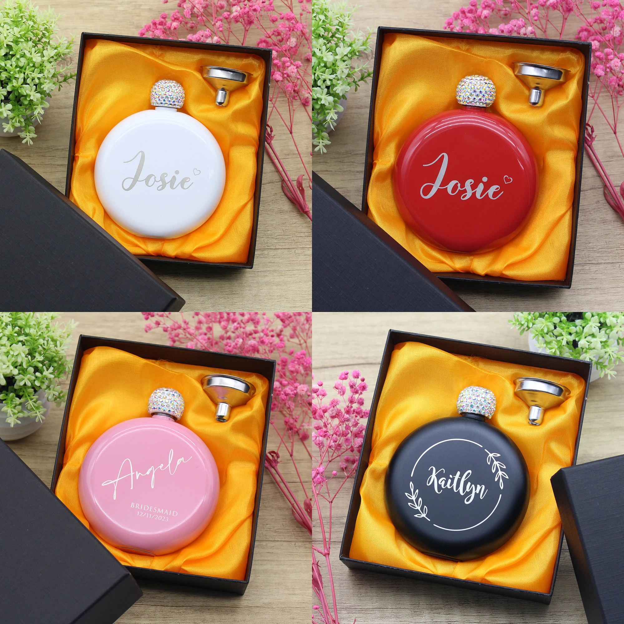 

Personalized Hip Flask Set 5oz Stainless Steel Flask Wedding Favors Bride Bridesmaid Gifts Bachelorette Party Favor Custom Logo