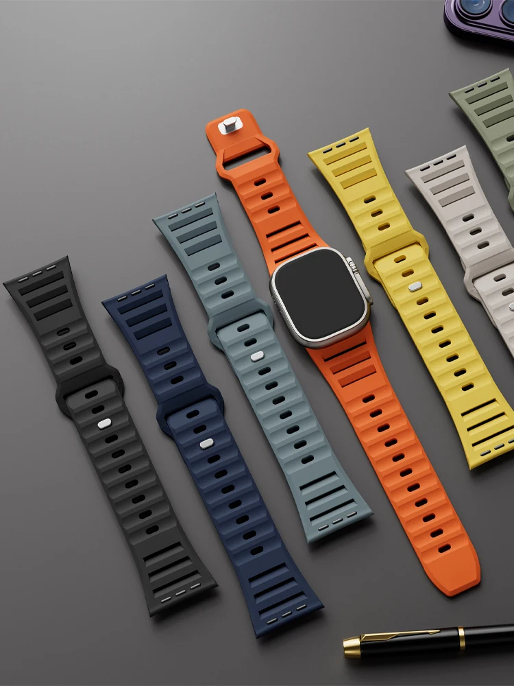 Silicone Strap for Apple watch Ultra 2 band 49mm 45mm 44mm 42mm smartwatch correa Sport bracelet iwatch Series 9 8 7 6 SE bands