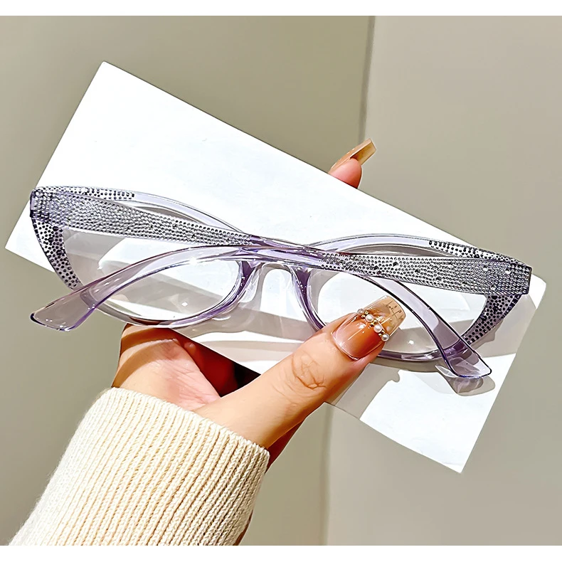 Katzenaugen-Lesebrille für Damen, Transparent, Bling, Anti-Blaulicht, Korrekturbrille mit Sehstärke +1,0 +1,5 +2,0 – Detail 9