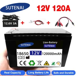 Upgraded 12v 120A Li Ion 18650 Battery Electric Vehicle Lithium Battery Pack 9V- 12V 35Ah 120Ah Built-in BMS 30A High Current