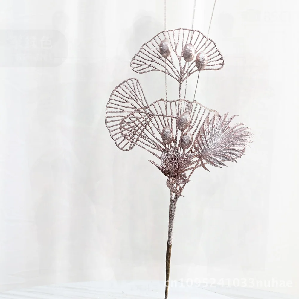 

Lily Fan Leaf Berry Resin Decoration for Christmas Tree Gold/Silver/Red Champagne Colors European Style 42cm Simulation