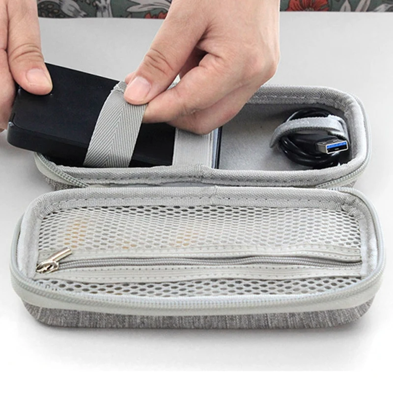 BOONA Scatola di immagazzinaggio portatile Borsa di stoccaggio impermeabile per alimentatore per disco rigido mobile da 2,5 pollici Unità USB Cuffie Dable nere