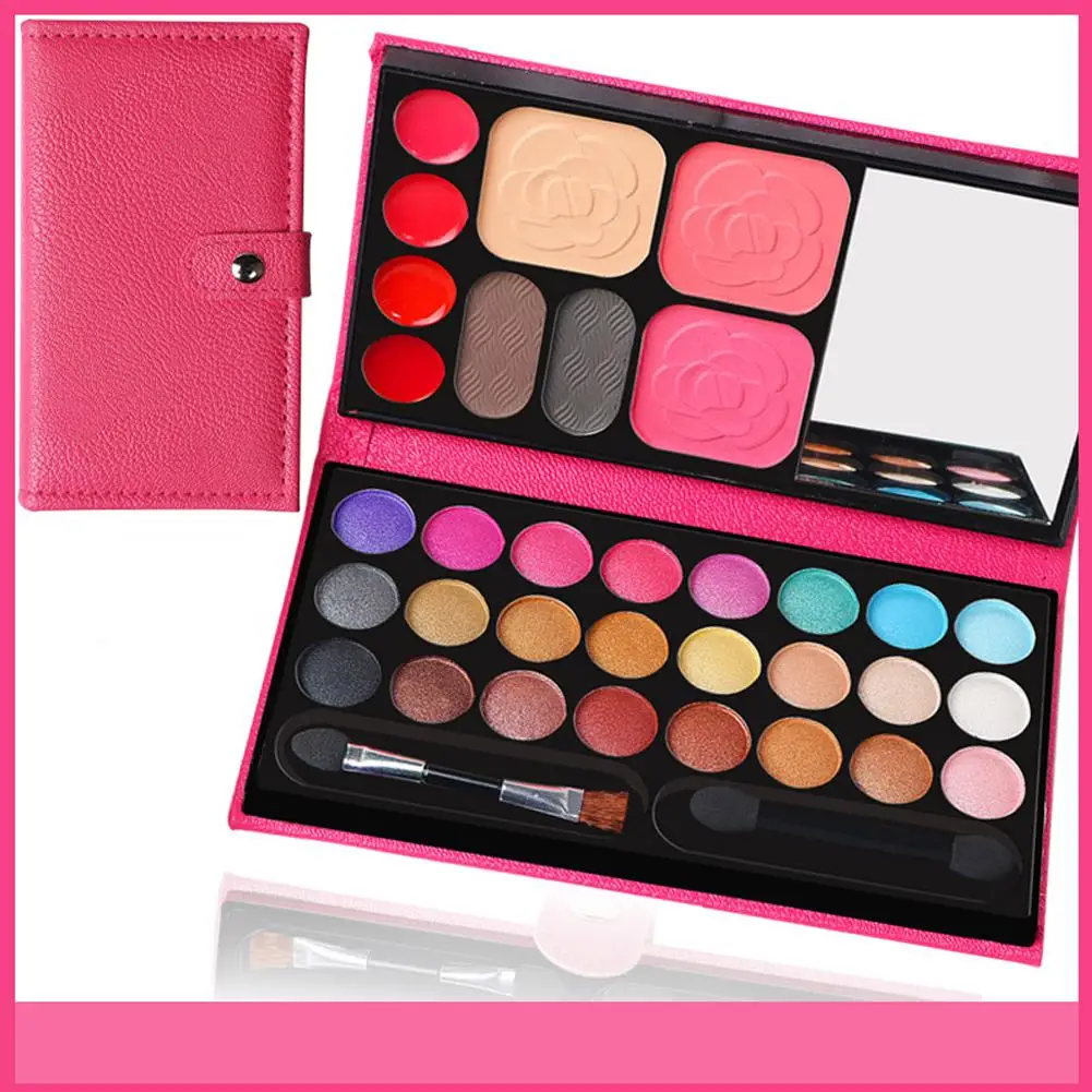 Kit de maquillage longue durée pour fille, fard à barrage, poudre, blush, rouge à lèvres, maire intérieur, palette avec casserole, plaque miroir, cosmétiques, 33 couleurs, X5H5