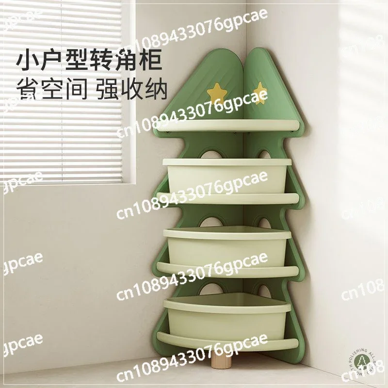 Children's Storage Cabinet Corner Bookshelf Children's Room Christmas Tree Toy Storage Shelf Multi-layer Storage Box