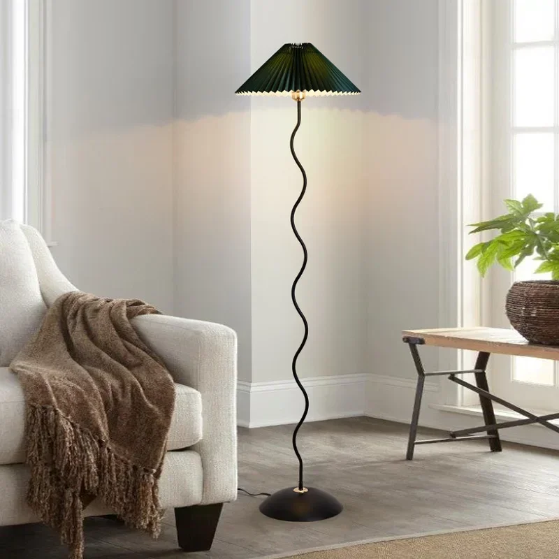 

Nordic Retro Minimalist Living Room Bedroom Bedside Lamp Table Light Creative Room Atmosphere Light Pleated Floor Lamp