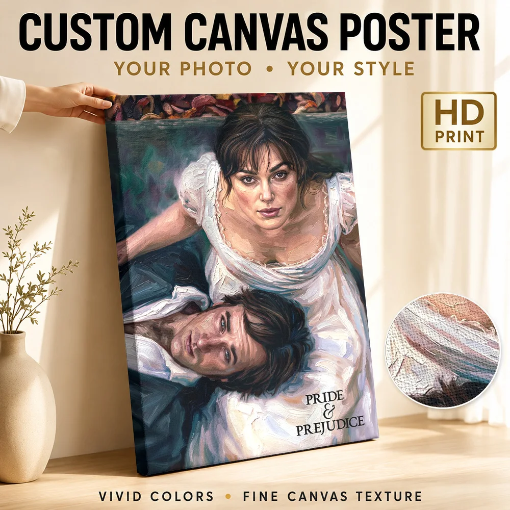 Pride And Prejudice Movie Framed Canvas Poster Customized Photo Vintage Movie Canvas Wall Art for Man Cave Decor Ready to Hang