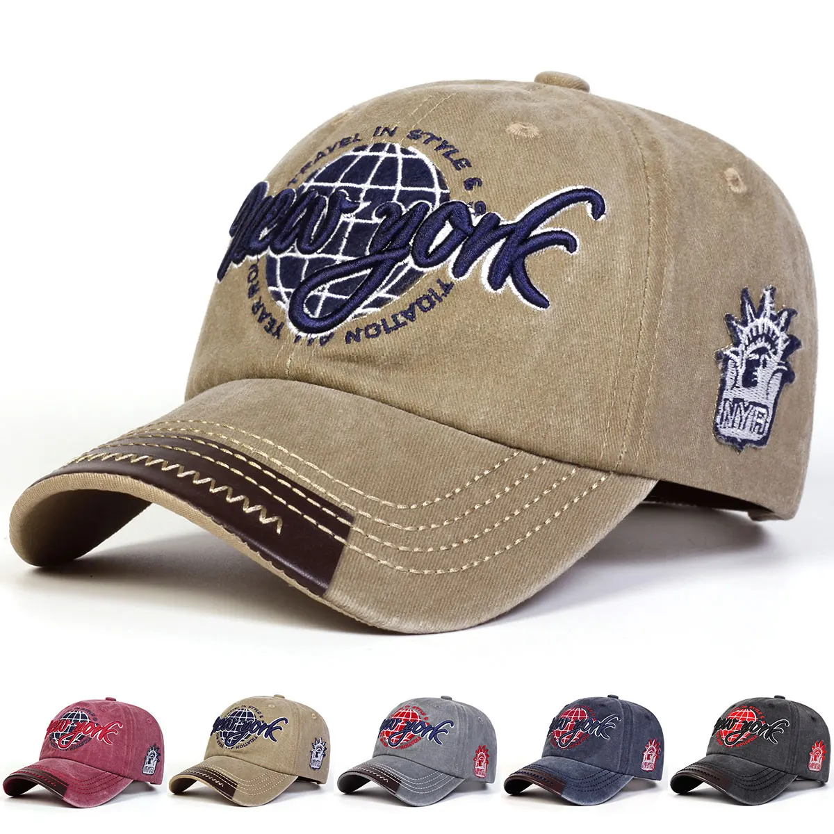 Unisex New York Baseballkappen mit Stickerei, verstellbar, für Frühling und Herbst, lässiger Sonnenschutzhut – Detail 1