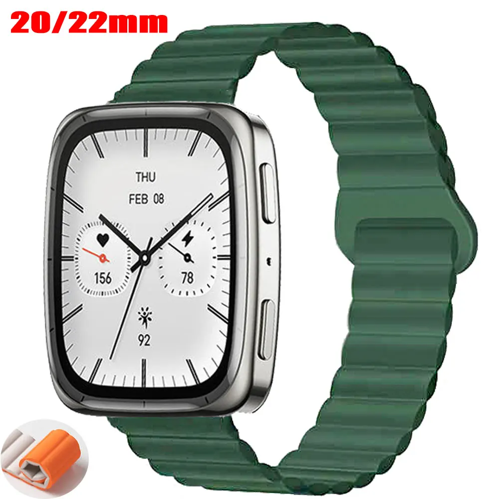 Per Huawei GT5pro GT6pro 46mm cinturino magnetico in silicone 22mm cinturino per Amazfit Bip 5 6 GTR 47mm GTR 2e braccialetto cinturino accessorio