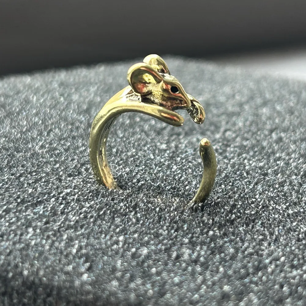 Unique Retro Mouse Adjustable Ring Women\'s Ring Cartoon Animal Ring Vintage Mouse Ring Unisex Cute Jewelry Gift