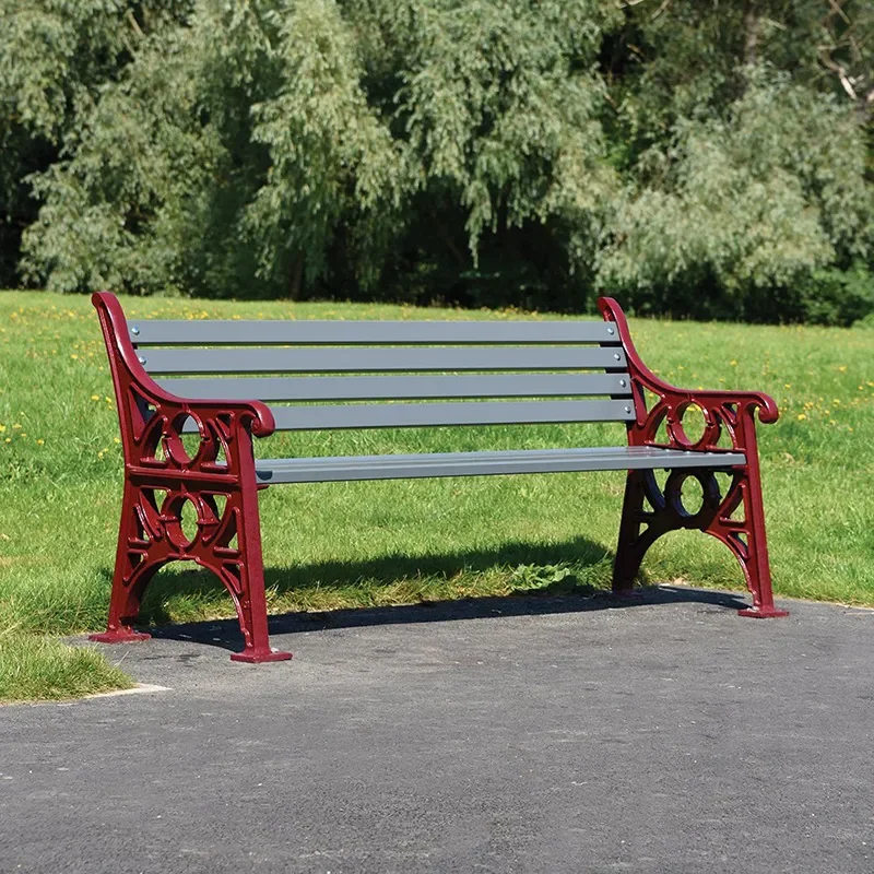 Outdoor Cast Iron Park Chair with Solid Wood Backrest Preservative Wood Landscape Garden Bench for Square and Outdoor Seating