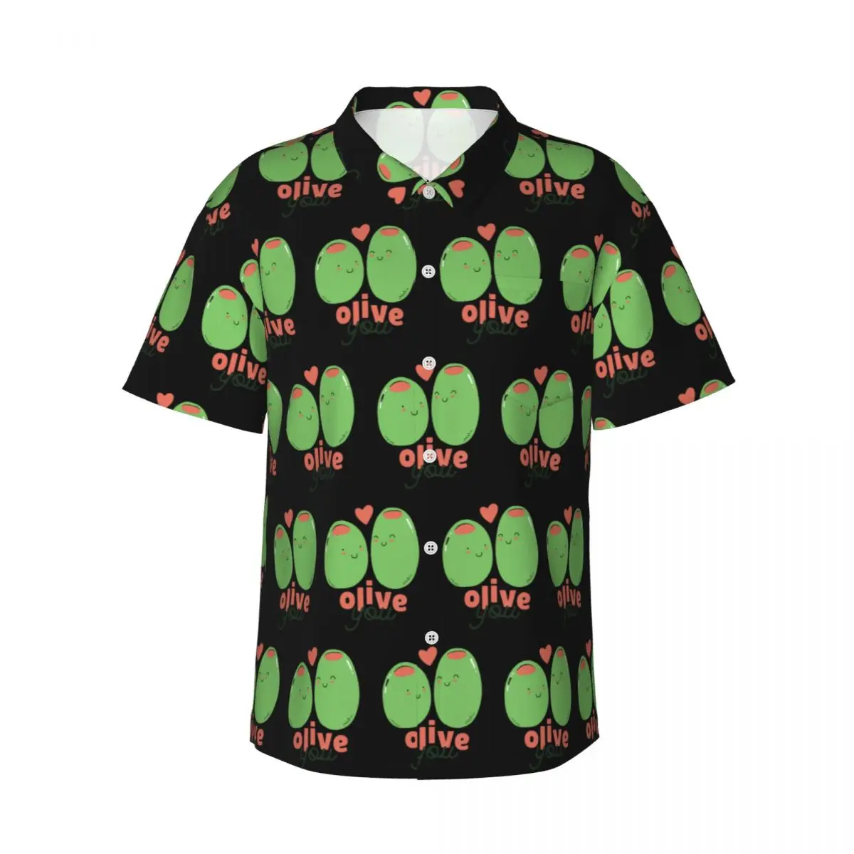 

Olive You - I Love You Мужские рубашки Гавайская рубашка с коротким рукавом Модные топы с лацканами для летнего пляжа