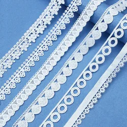 5Yards White Cotton Embroidered Lace Trim Ribbons Fabric DIY Sewing Handmade Craft Materials Wedding Dress Accessories