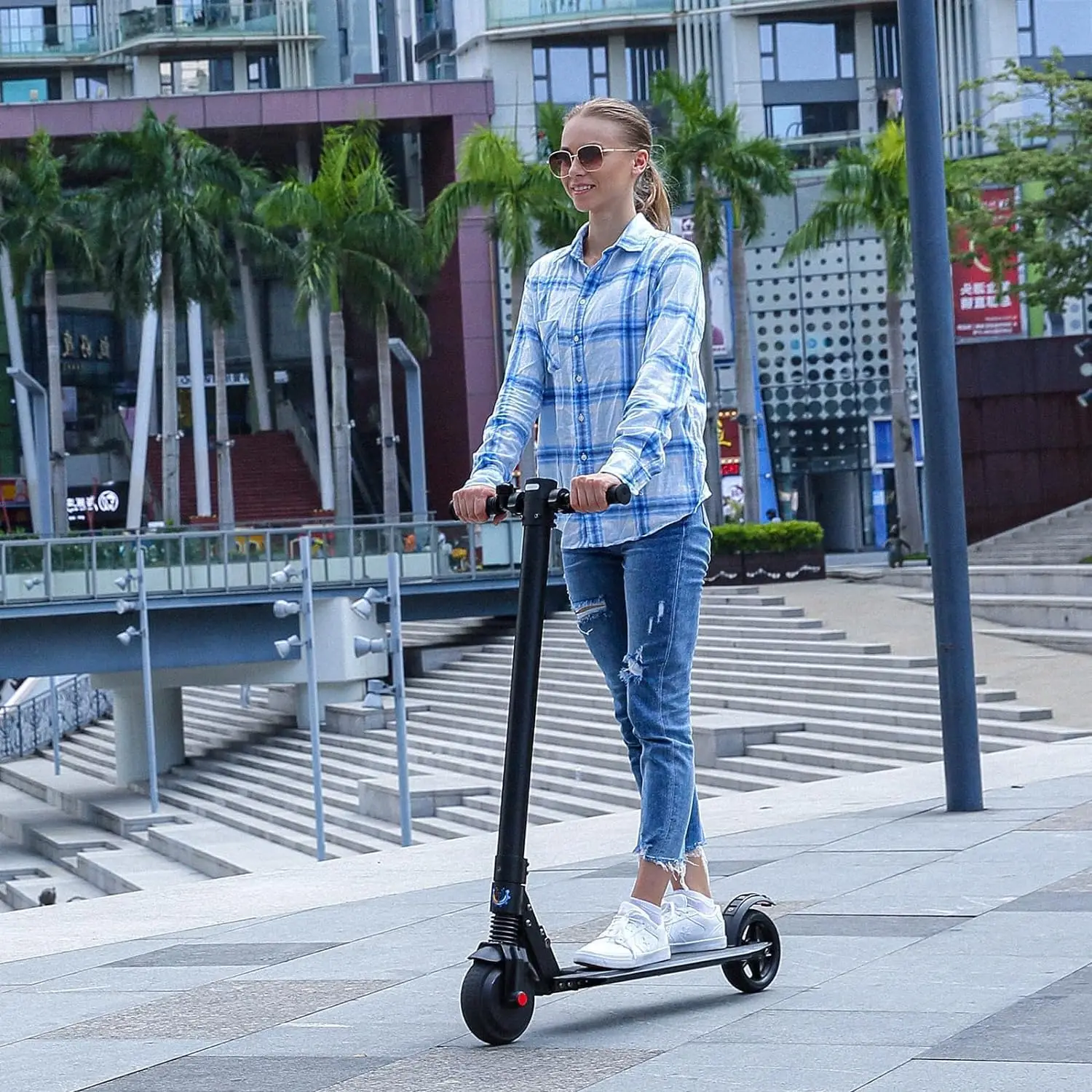 Electric Scooter, 20-25 Miles Range & 20 MPH Speed, 500W Cruise Control Electric Scooter Adults, 9/10