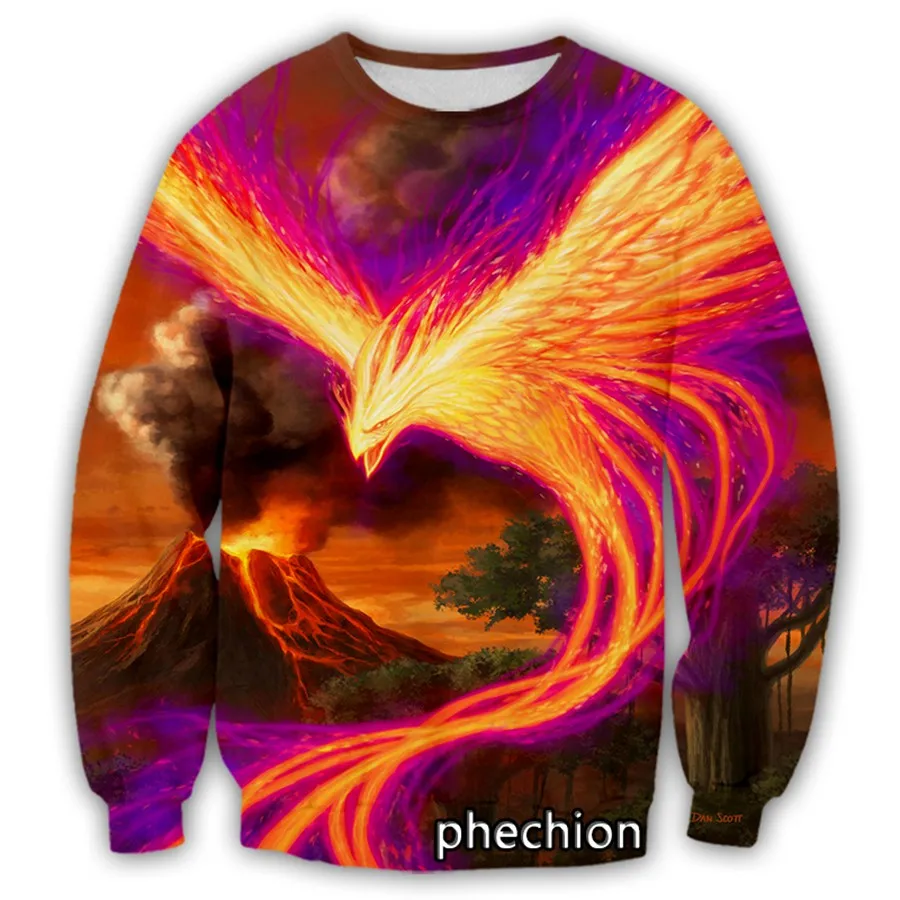 

Phechion Fashion Men/Women Phoenix 3D Print Long Sleeve Sweatshirts Casual Sport Streetwear Clothing Top S84