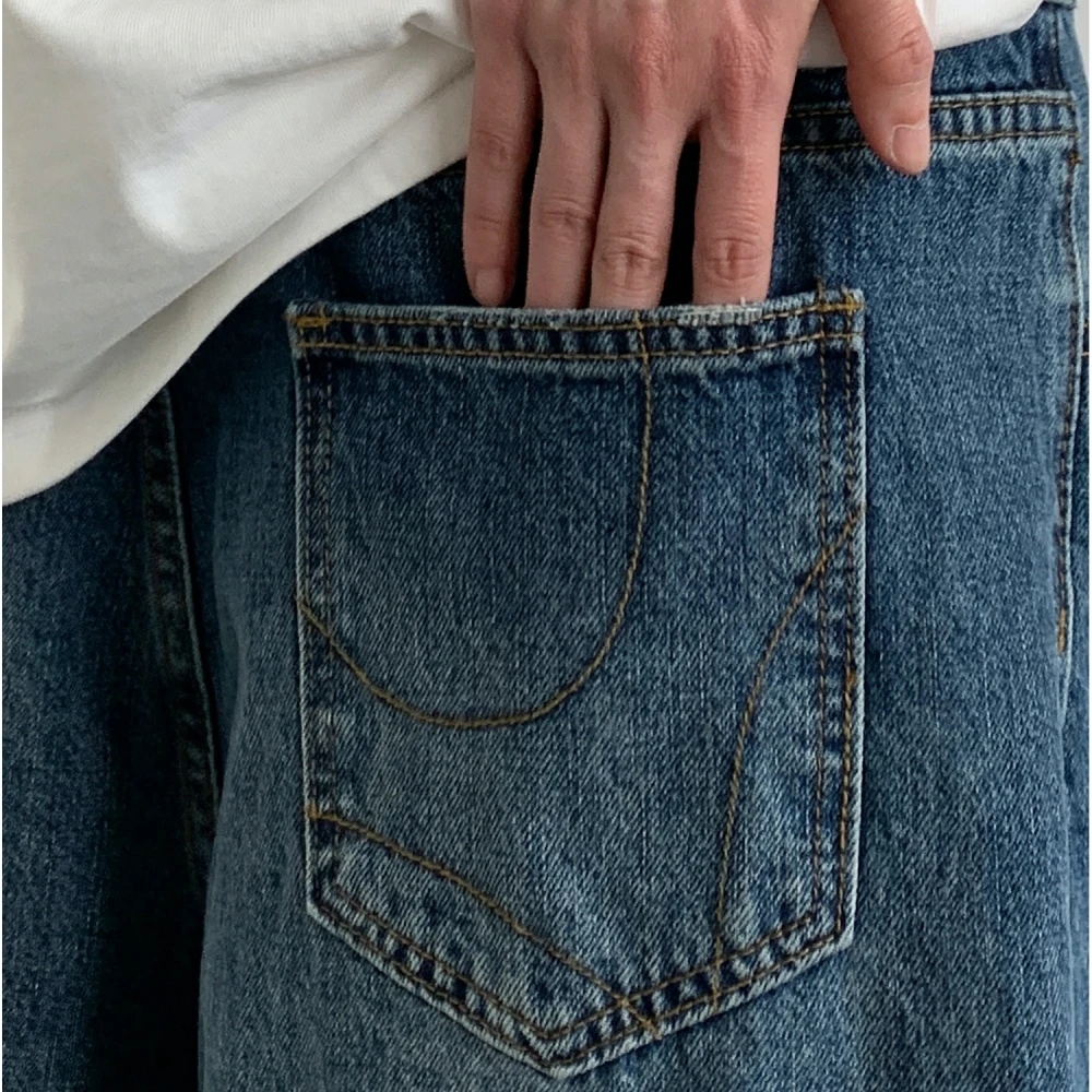 American Streetwear Denim Shorts Men Women Loose Fit Washed Summer Lightweight Casual Trendy Cropped Straight Leg Pants Unisex