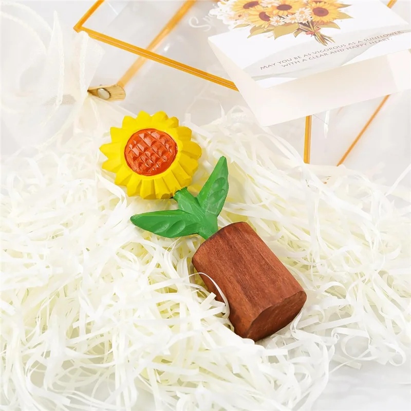 

【Price-Drop!】Handmade Wood Flower Figurines,Traditional 5Th Anniversary Wooden Gifts, Basswood & Black Walnut