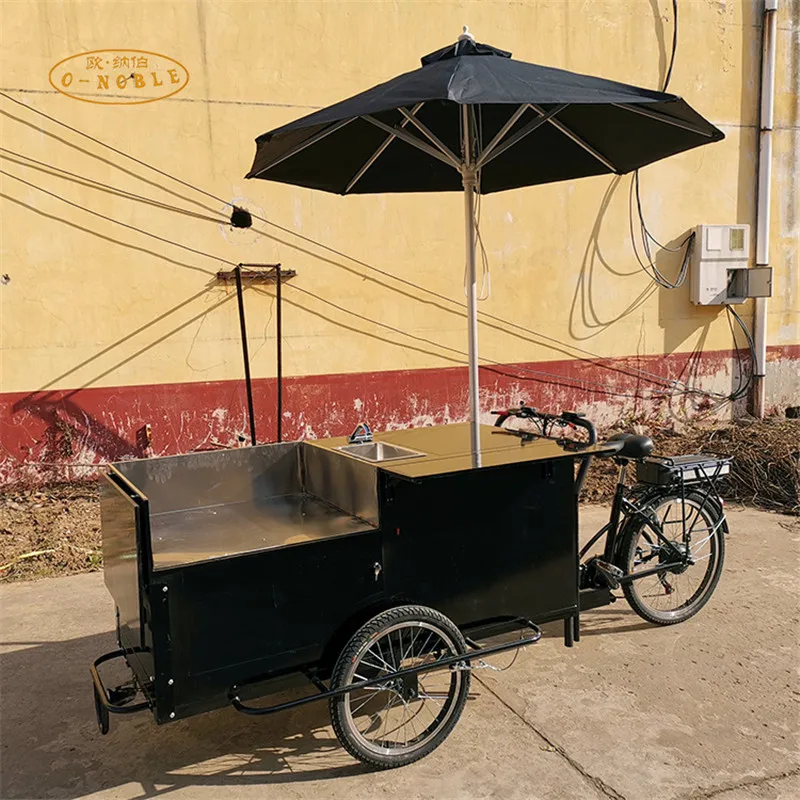 Mobile Electric Hot Dog Tricycles Customize Pedal 3 Wheels  Bicycle Vending Food Cart Hot Sale