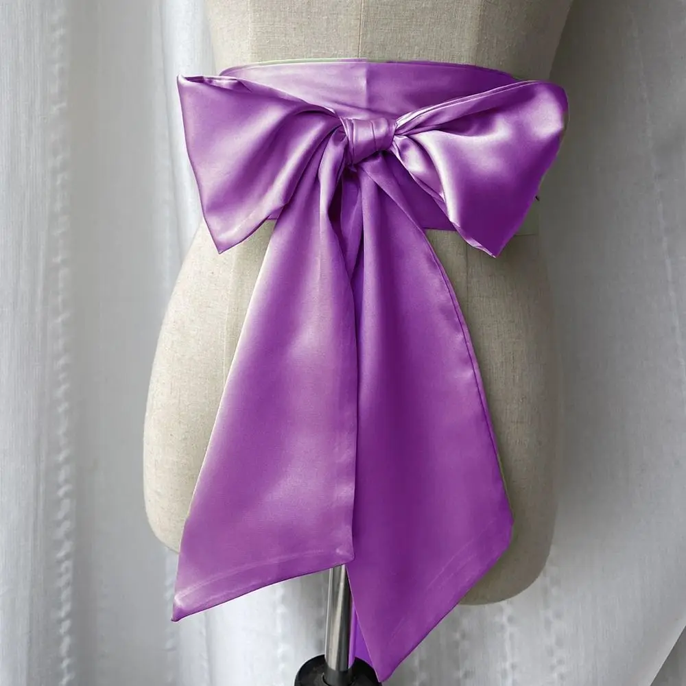 الحرير الساتان القوس مشد حزام خصر واسعة الزخرفية Bowknot شريط قماش Cummerbunds DIY غطاء الخصر للنساء سيدة فتاة الزفاف
