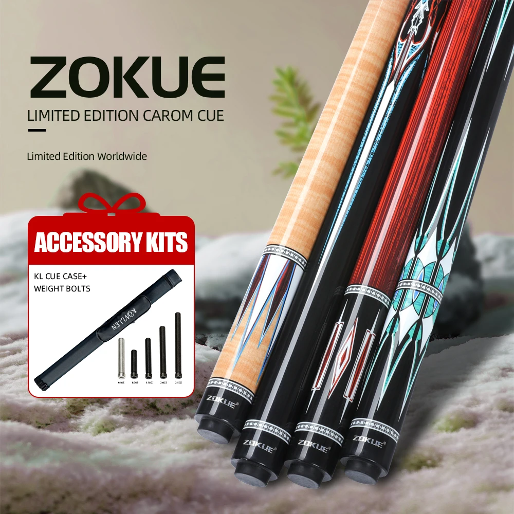 

ZOKUE 3 Cushion Carom Cue Stick with Professional Carom Taper 12mm Tip 142 cm Cue