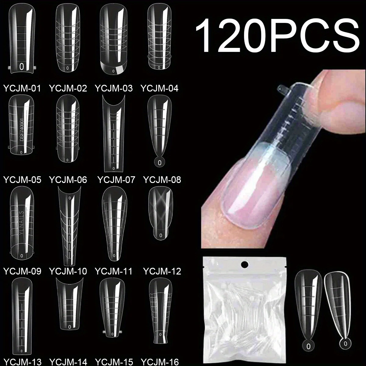 Extension de faux ongles, pointes d'art, acrylique, faux vernis Gel UV, moule sculpté, couverture complète, fournitures de manucure, 60/120 pièces/lot