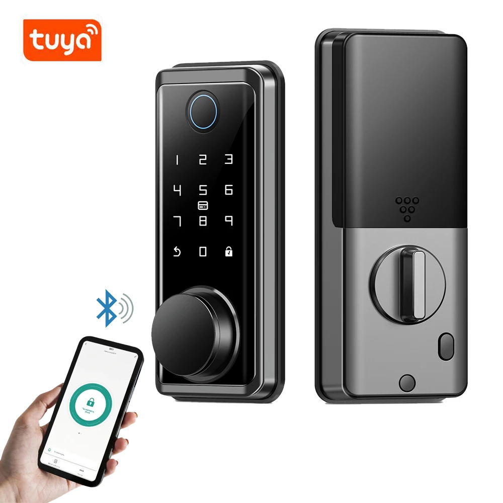 Kadonio Security Digital Deadbolt BLE Tuya APP Password Keyless Fingerprint Smart Door Lock For Home