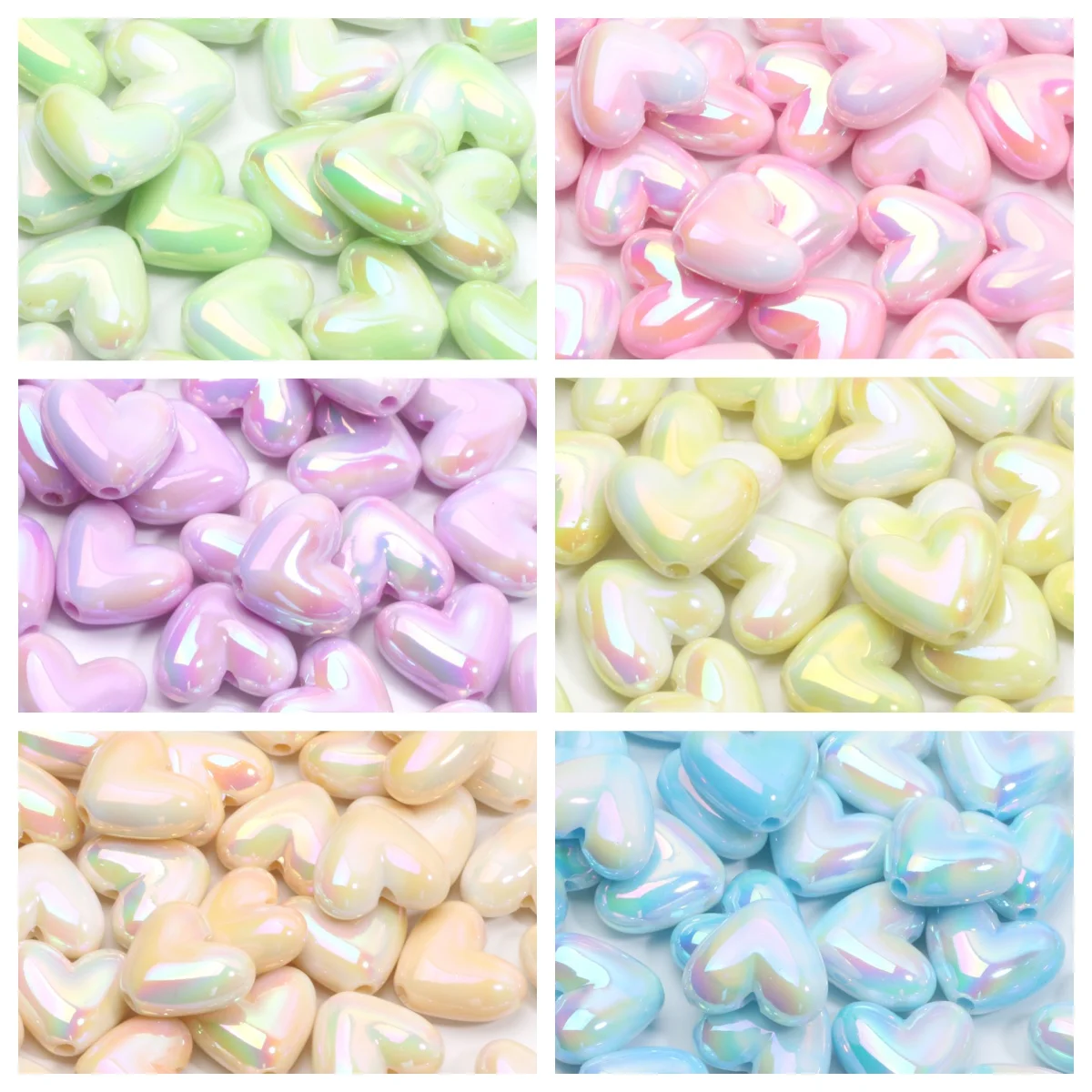 ﻿ 15X17MM 10Pcs Macaron Colored Heart-shaped Acrylic Beads For Jewelry Bracelets Earrings Necklaces Charm Beads