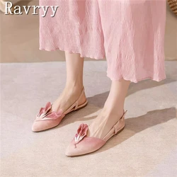 Flower decor Pointed Toe Single Shoes Designer Flat Bottom Strap Sandals Women's Evening Versatile Mary Jane Shoes